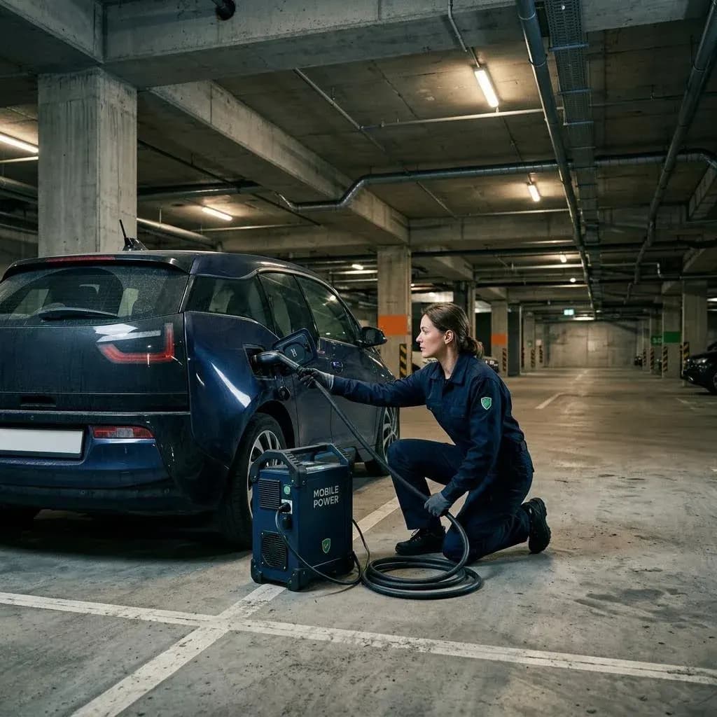 Mobile EV charging in a parking garage